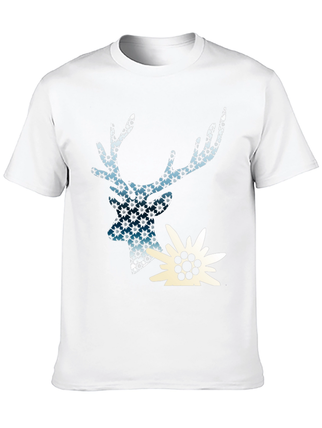 Deer & Edelweiss Graphic Black T-Shirt