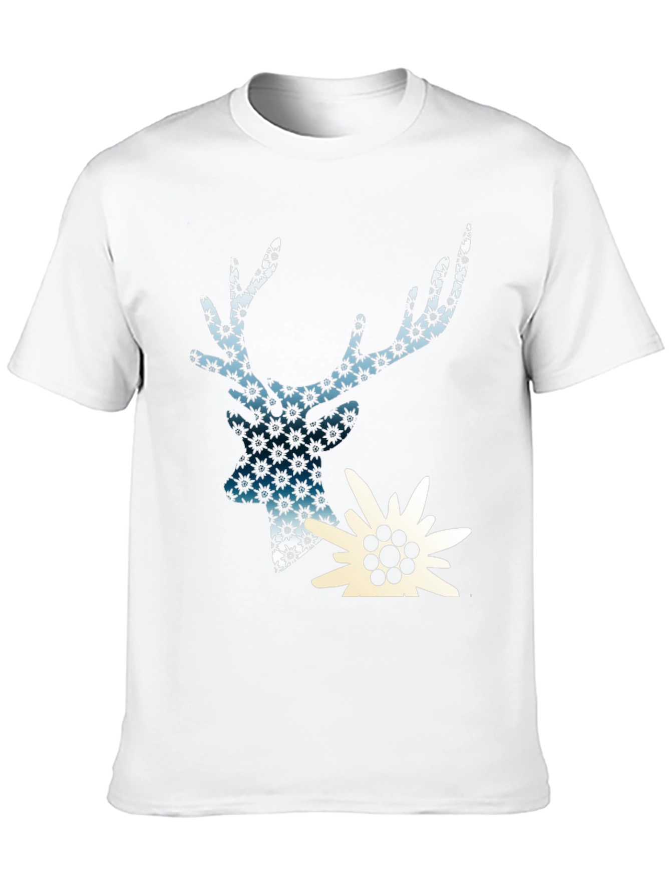 Deer & Edelweiss Graphic Black T-Shirt
