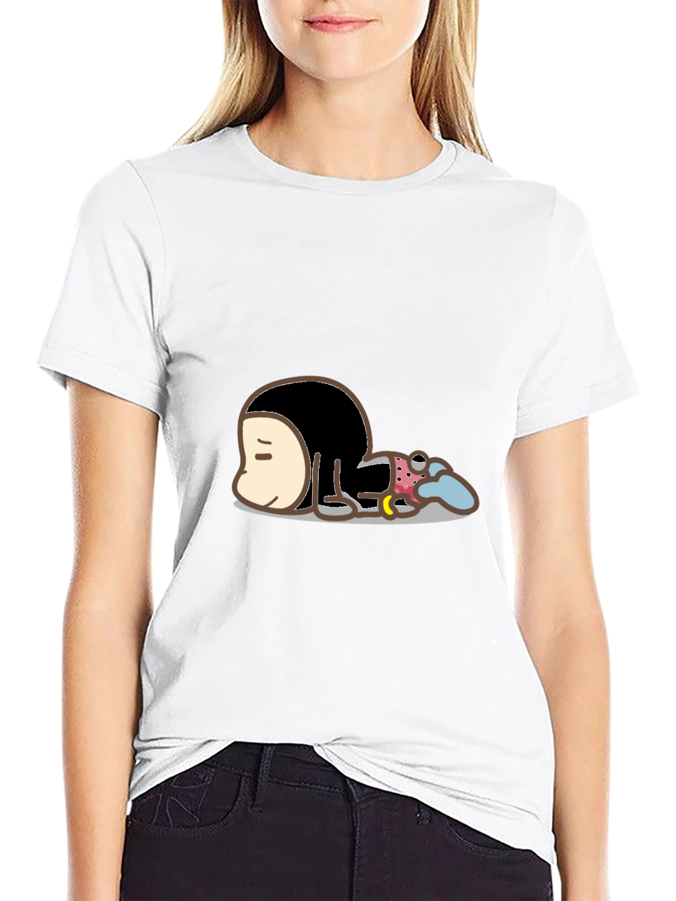 Cartoon Character Graphic Print Black T-Shirt