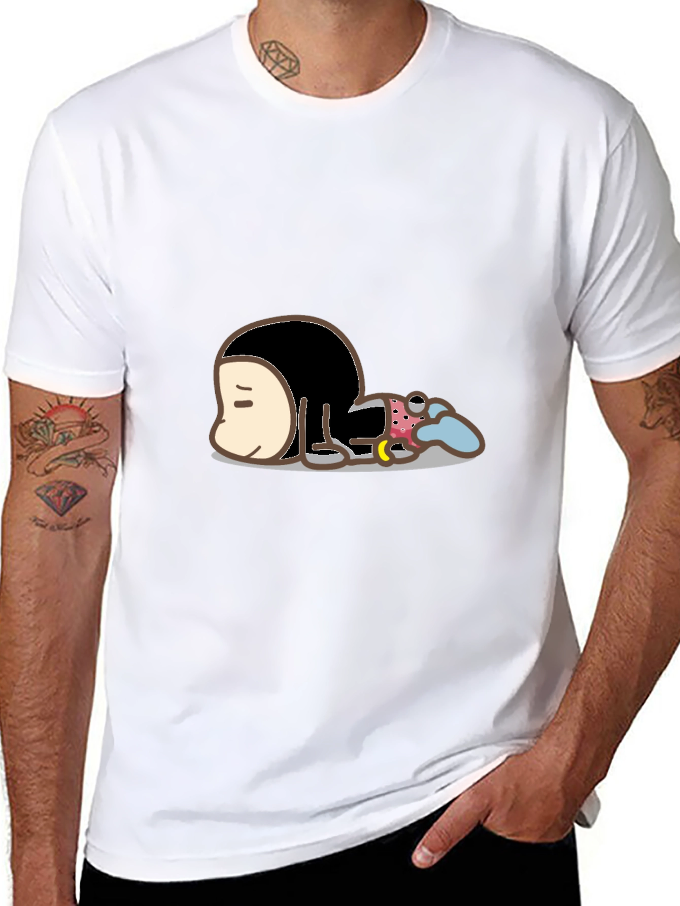 Cartoon Character Graphic Print Black T-Shirt