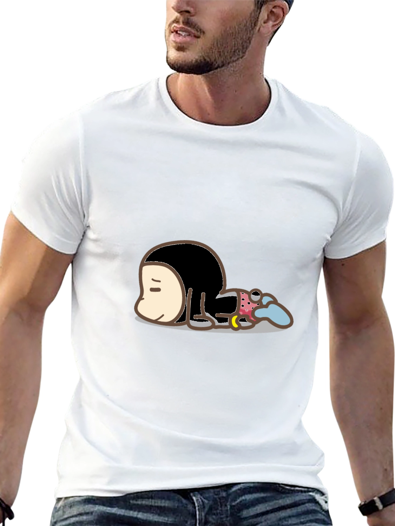 Cartoon Character Graphic Print Black T-Shirt