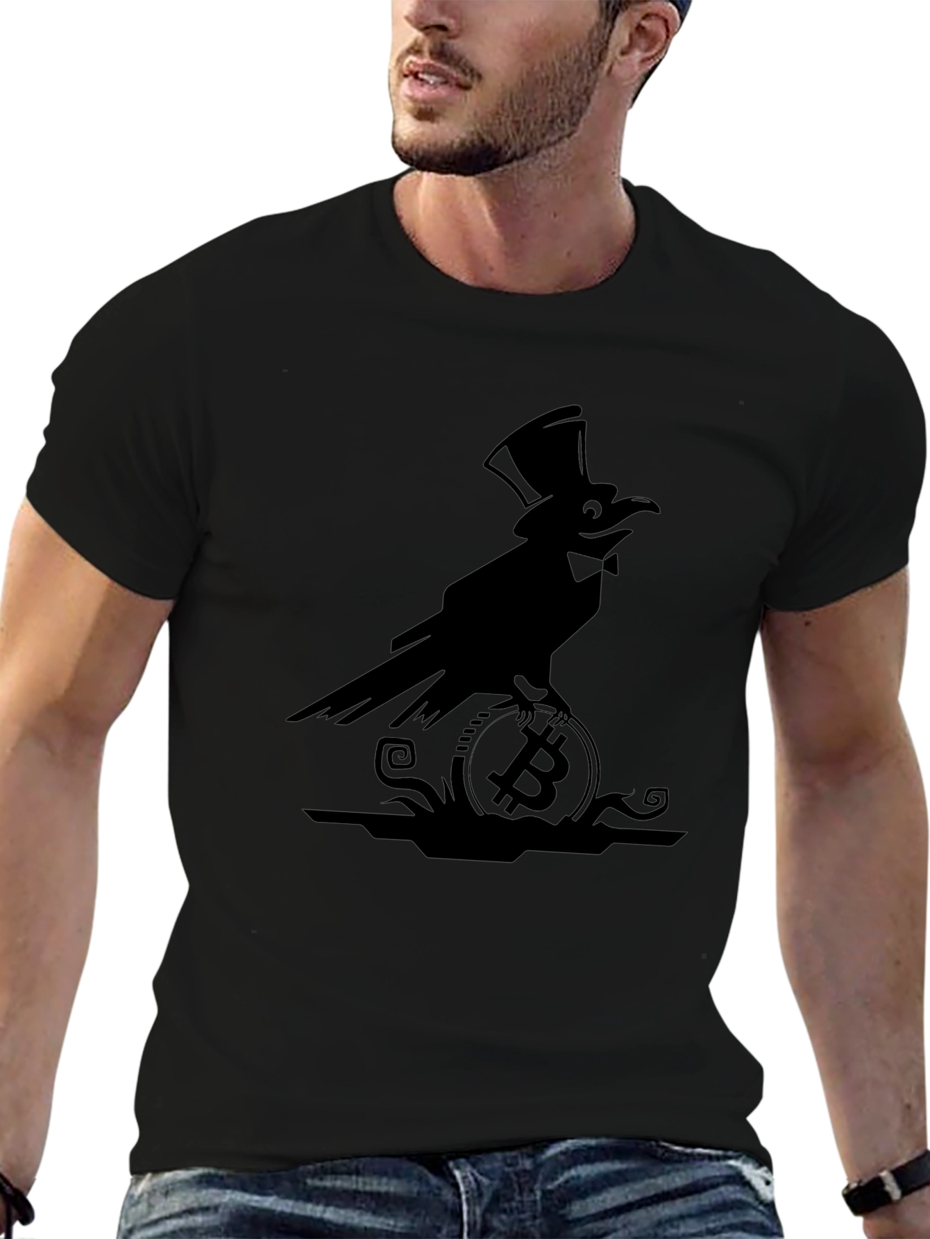 Bitcoin Raven Top Hat T-Shirt