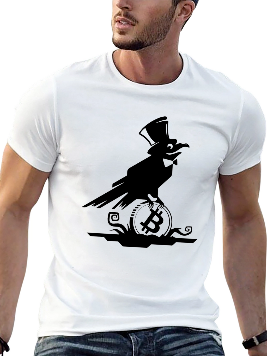Bitcoin Raven Top Hat T-Shirt