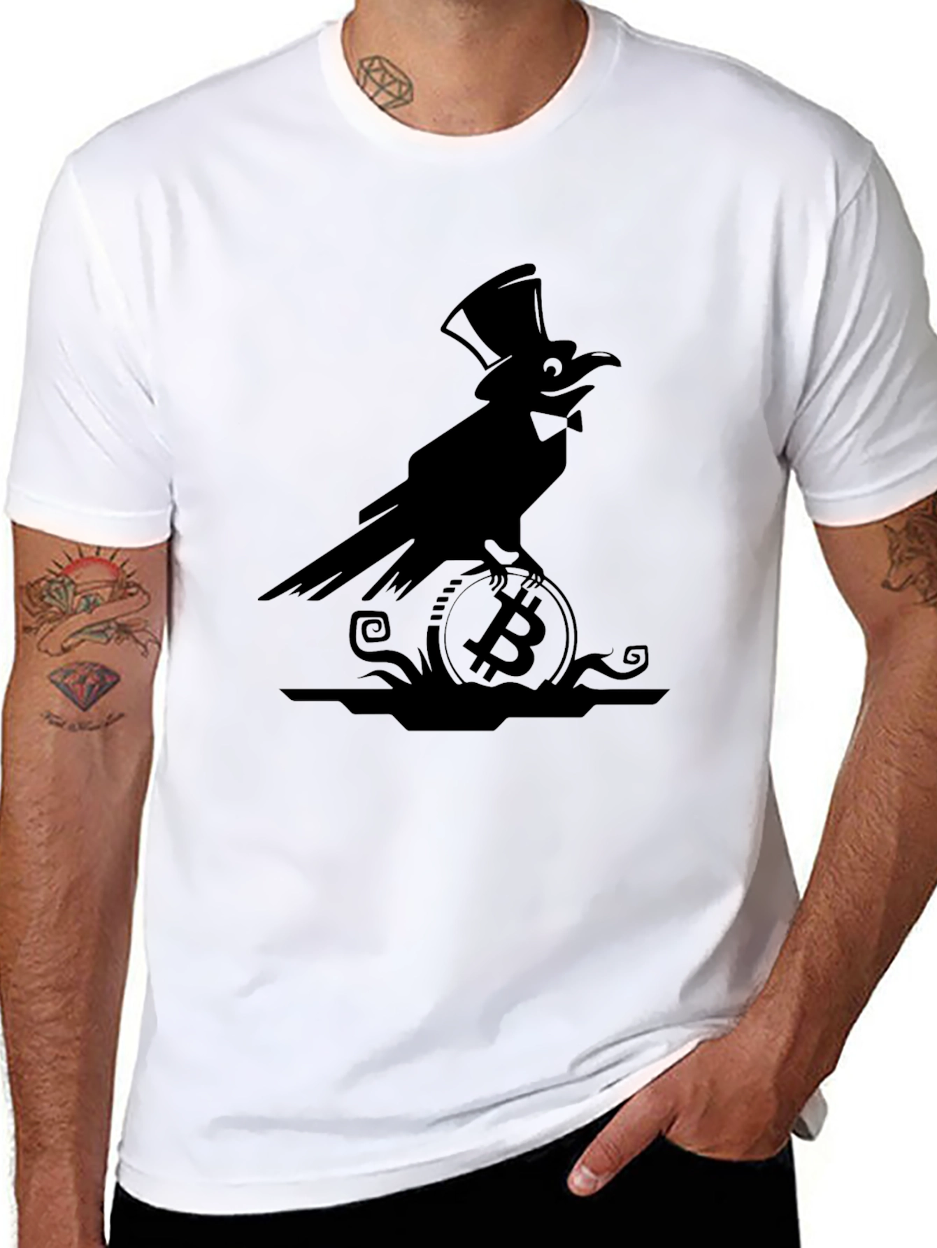 Bitcoin Raven Top Hat T-Shirt