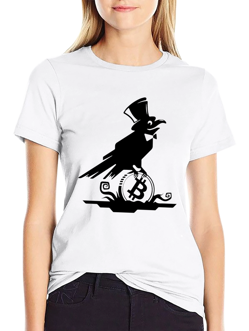 Bitcoin Raven Top Hat T-Shirt
