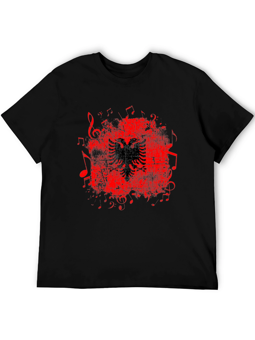 Albanian Eagle Music Notes Graphic T-Shirt