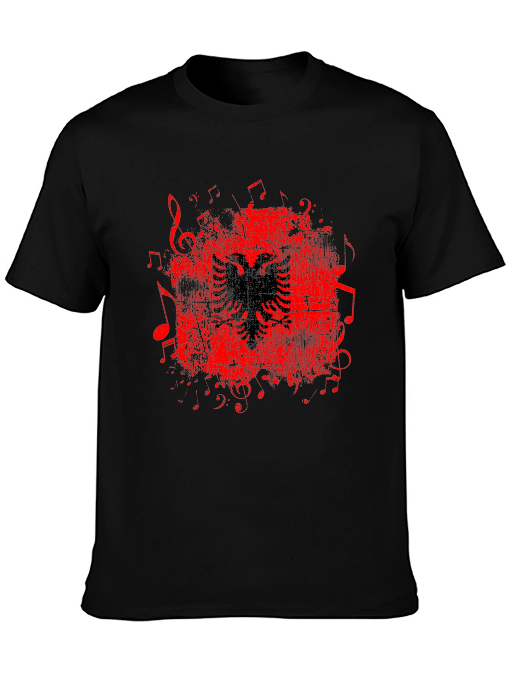 Albanian Eagle Music Notes Graphic T-Shirt