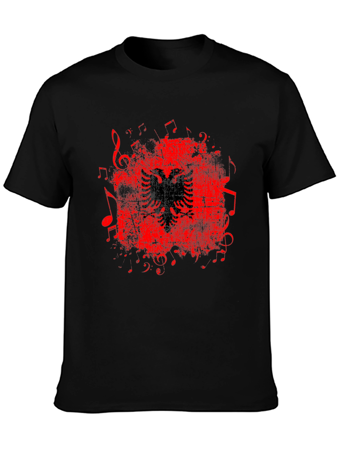 Albanian Eagle Music Notes Graphic T-Shirt