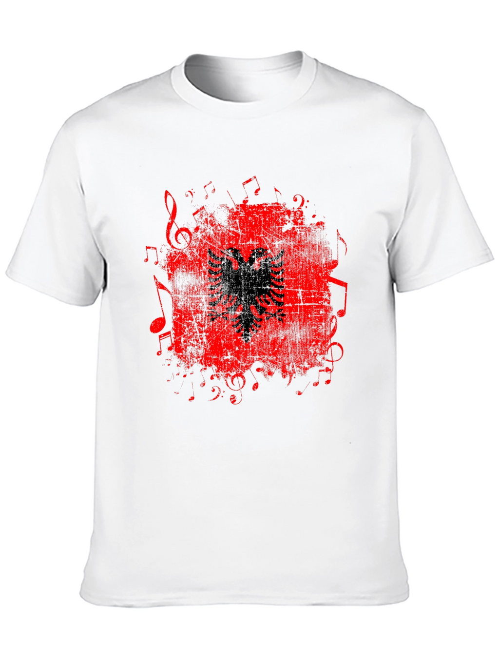 Albanian Eagle Music Notes Graphic T-Shirt