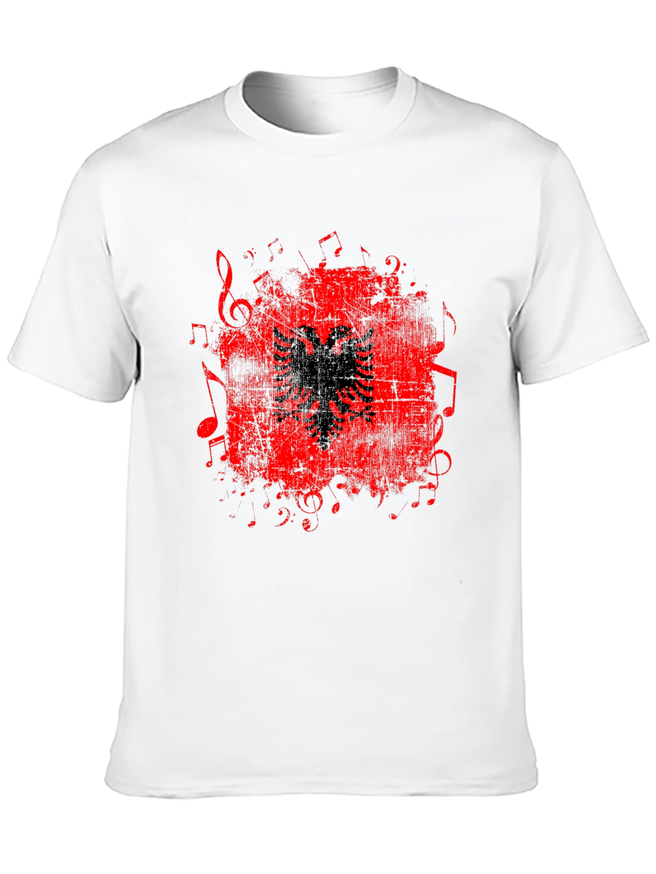 Albanian Eagle Music Notes Graphic T-Shirt