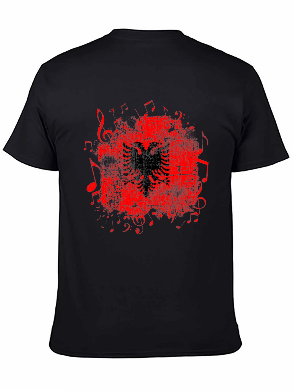 Albanian Eagle Music Notes Graphic T-Shirt