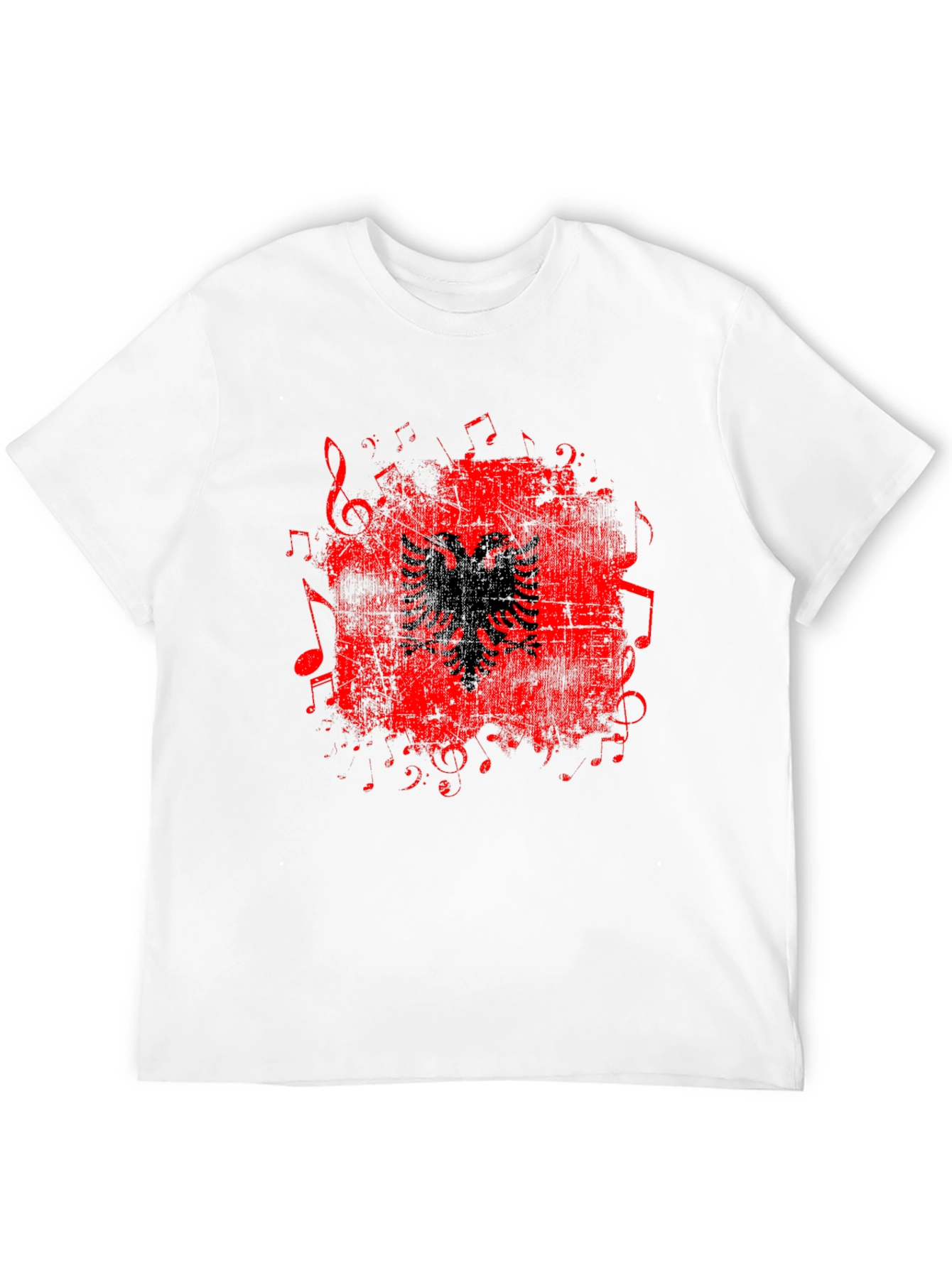 Albanian Eagle Music Notes Graphic T-Shirt