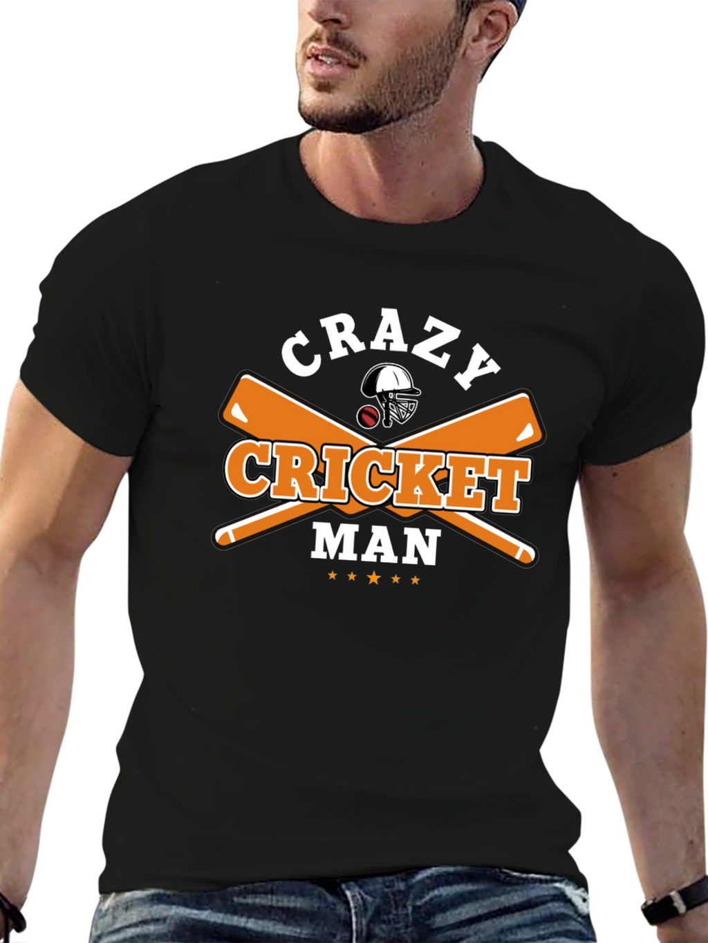 Crazy Cricket Man Graphic T-Shirt
