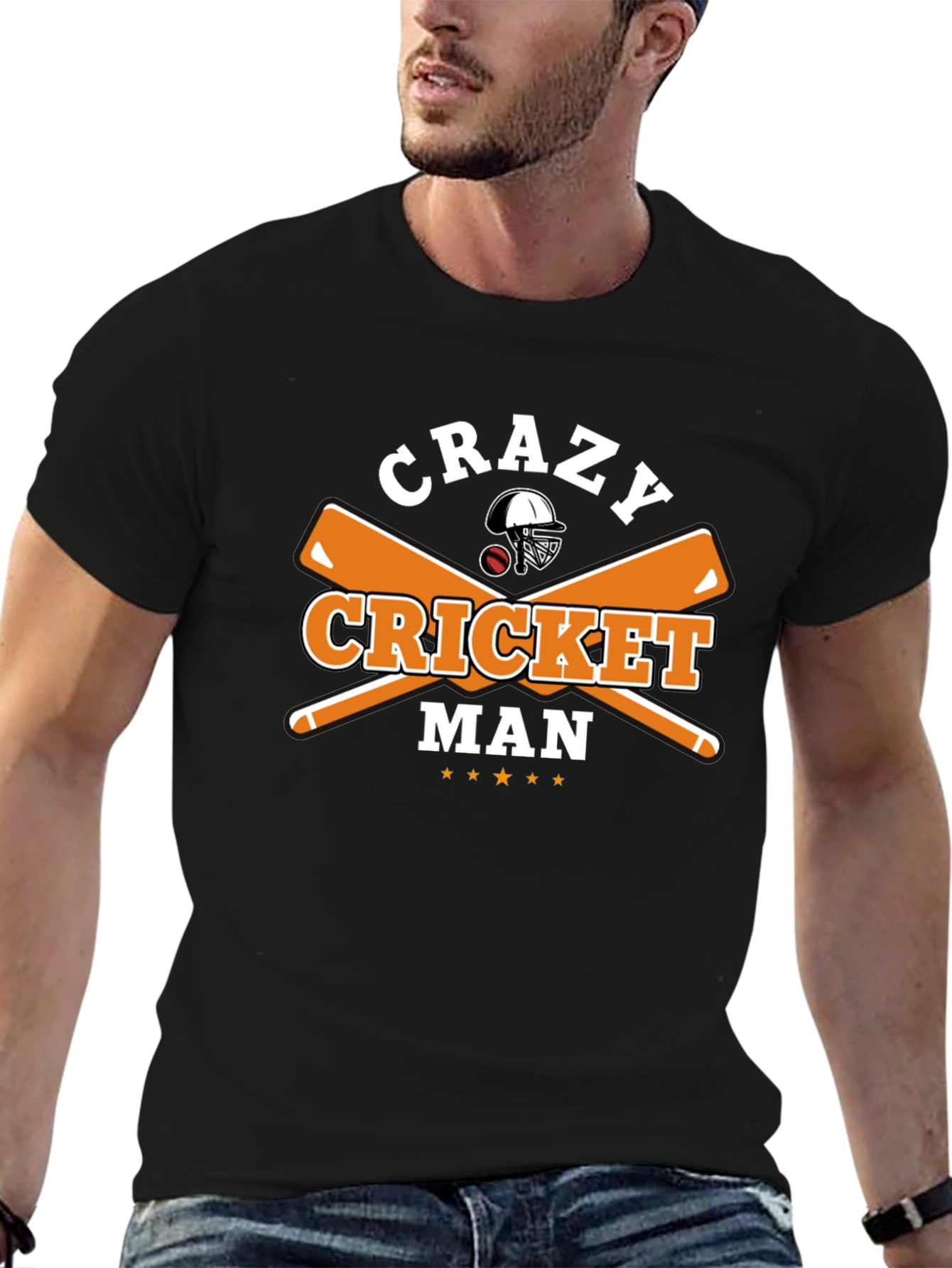 Crazy Cricket Man Graphic T-Shirt