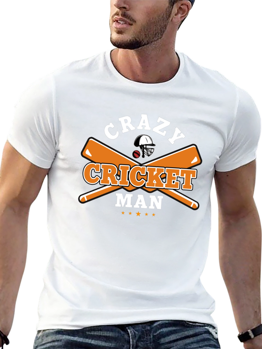 Crazy Cricket Man Graphic T-Shirt