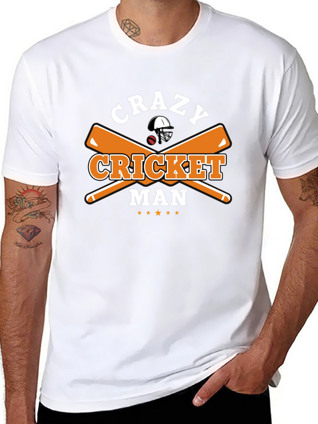 Crazy Cricket Man Graphic T-Shirt