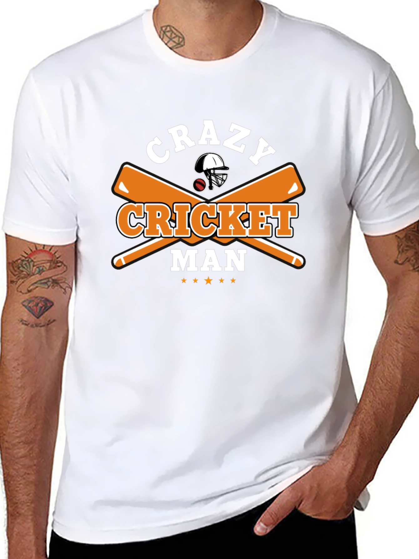 Crazy Cricket Man Graphic T-Shirt
