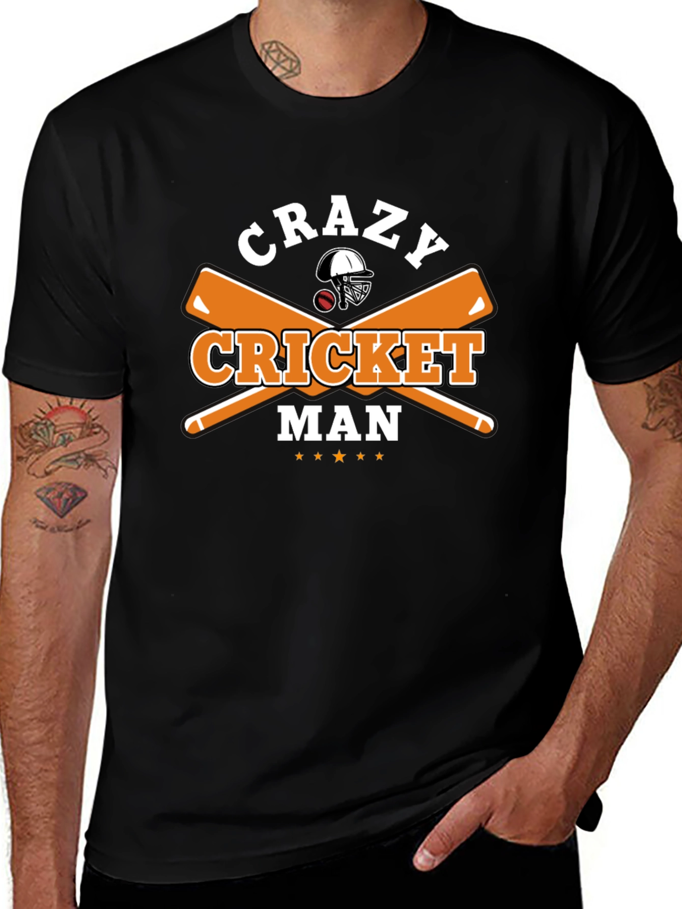 Crazy Cricket Man Graphic T-Shirt