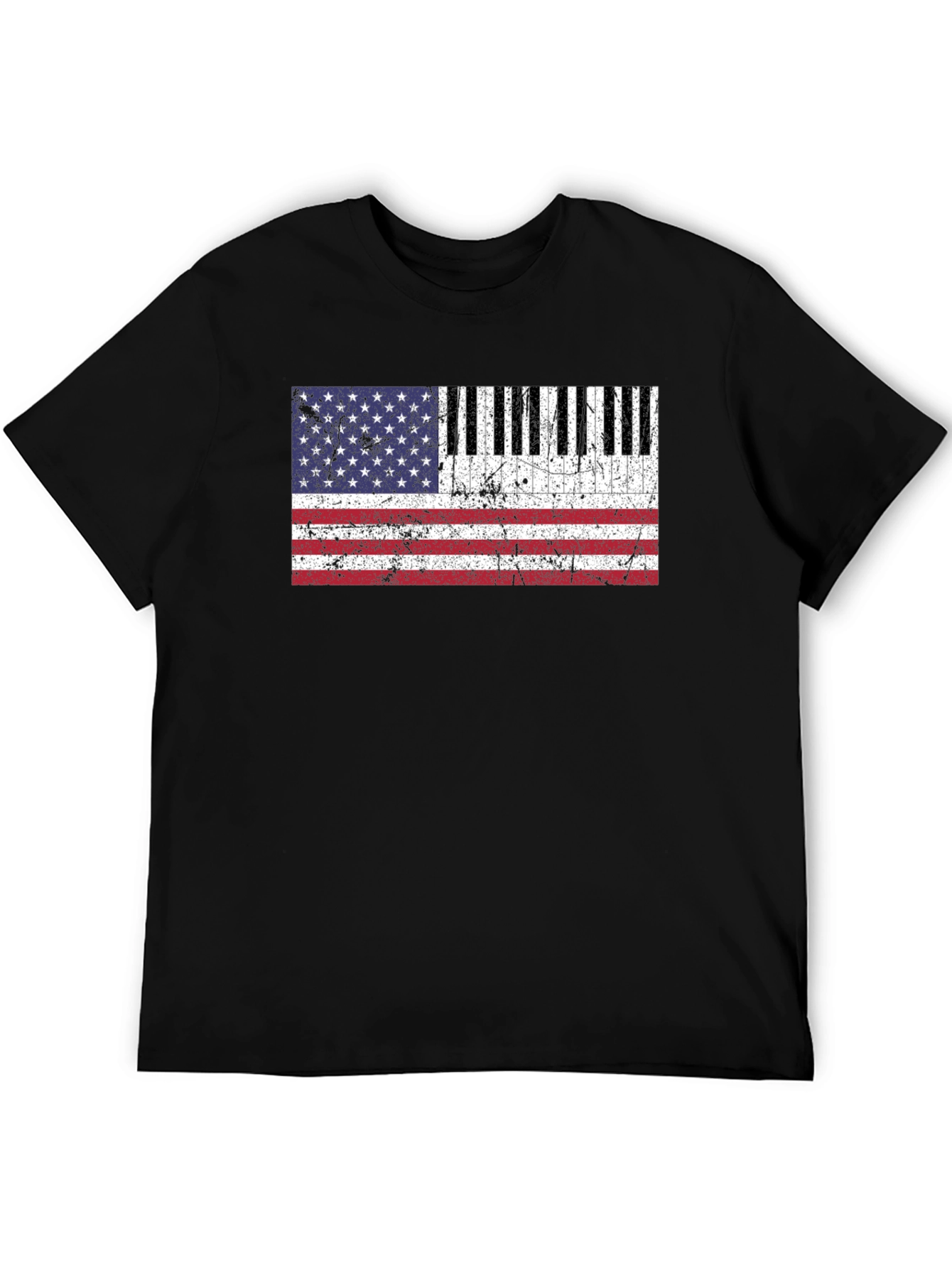 Patriotic Piano Keys American Flag Graphic Tee