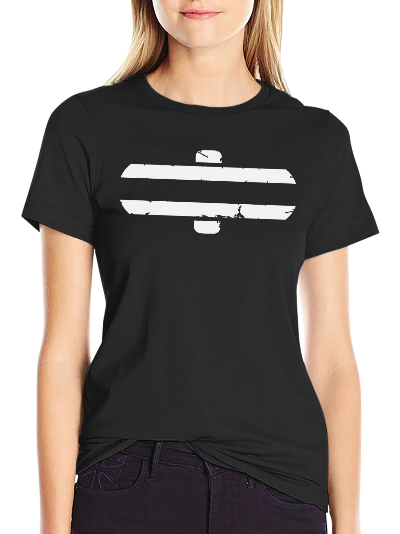 Black T-Shirt with White Equals Sign Graphic