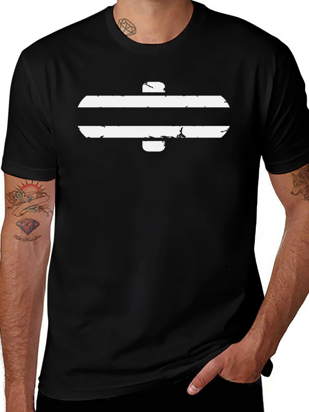 Black T-Shirt with White Equals Sign Graphic