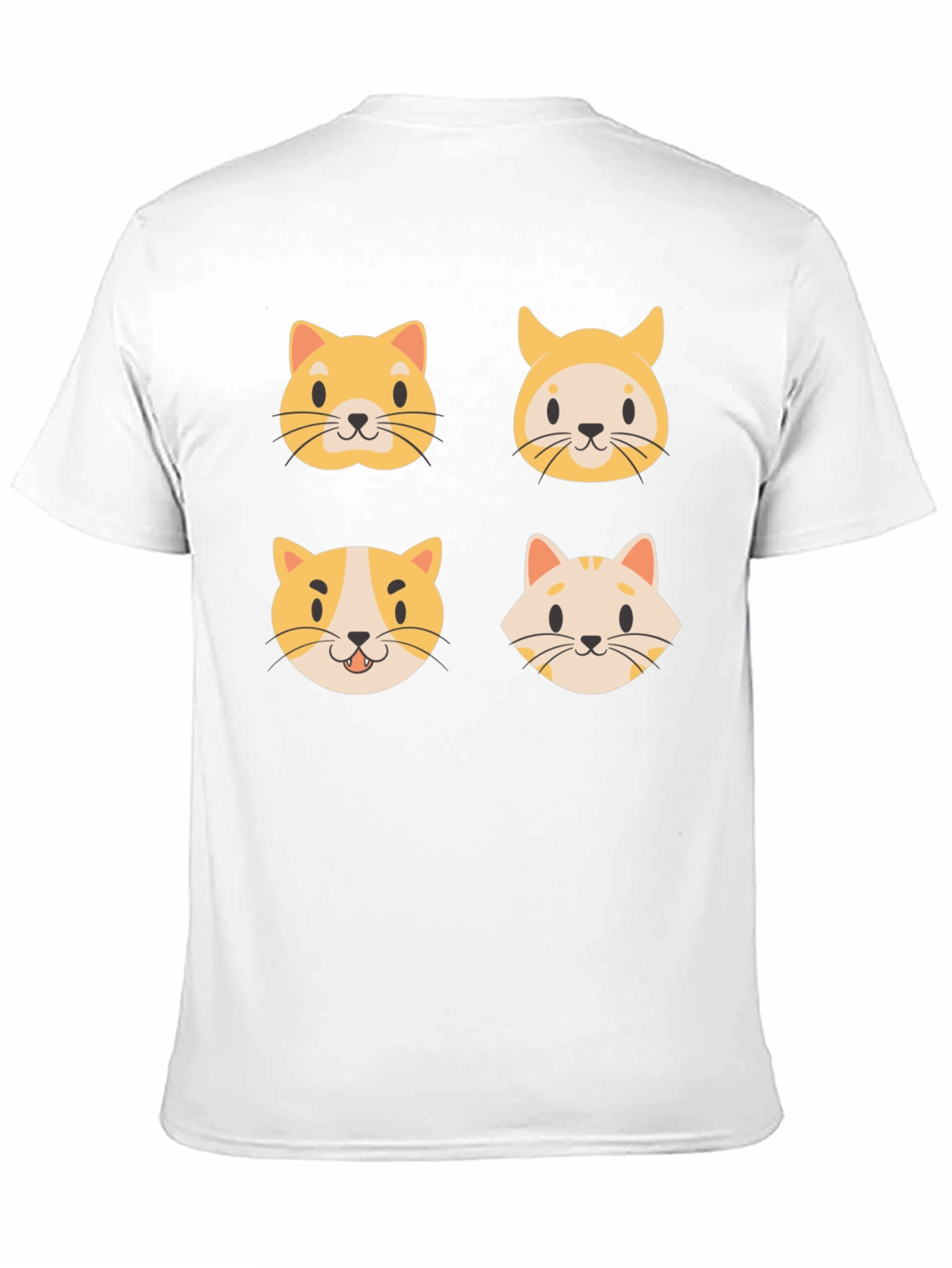 Cute Cat Faces Black T-Shirt