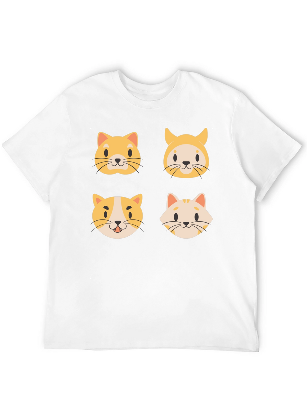 Cute Cat Faces Black T-Shirt