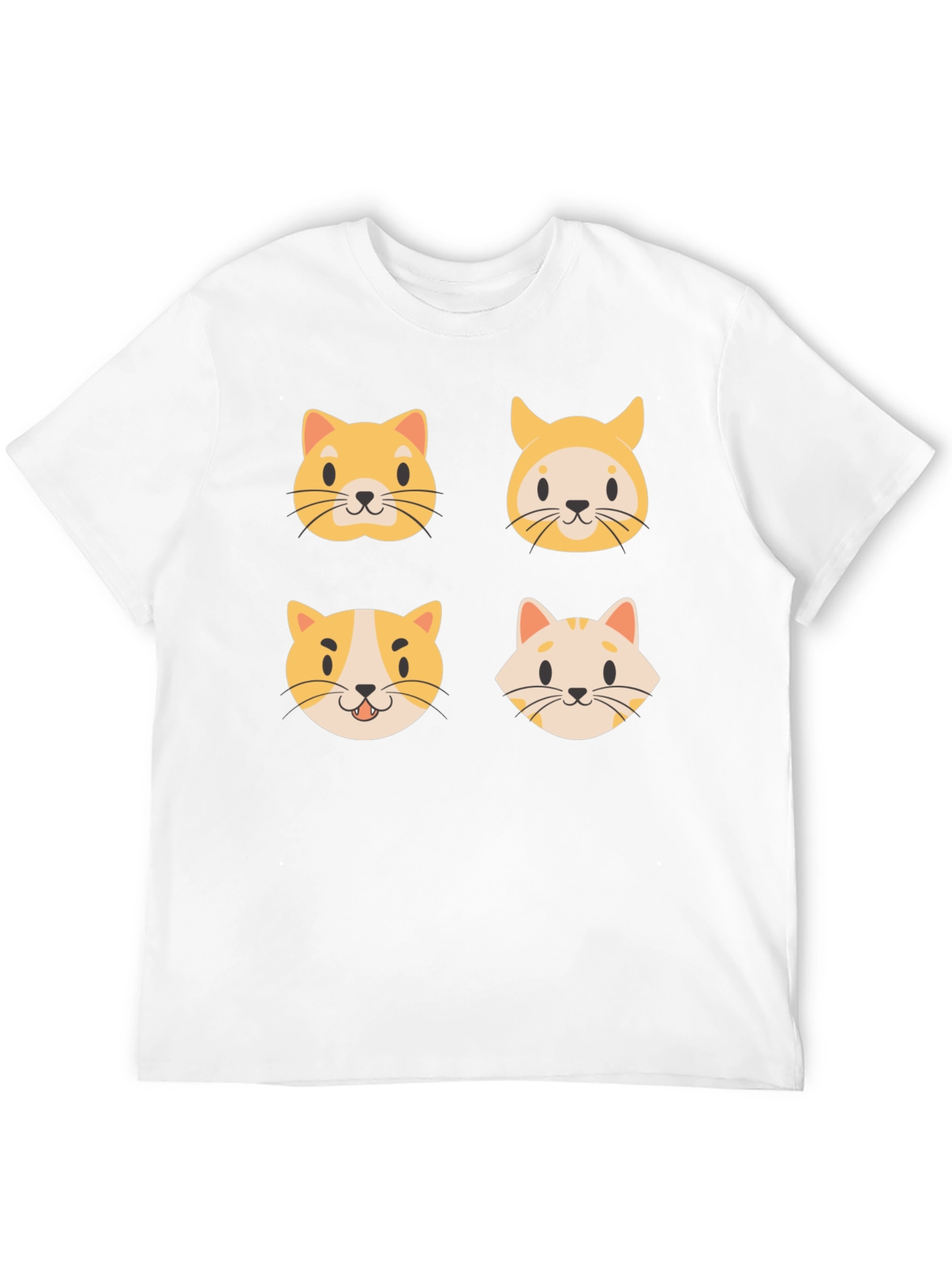 Cute Cat Faces Black T-Shirt
