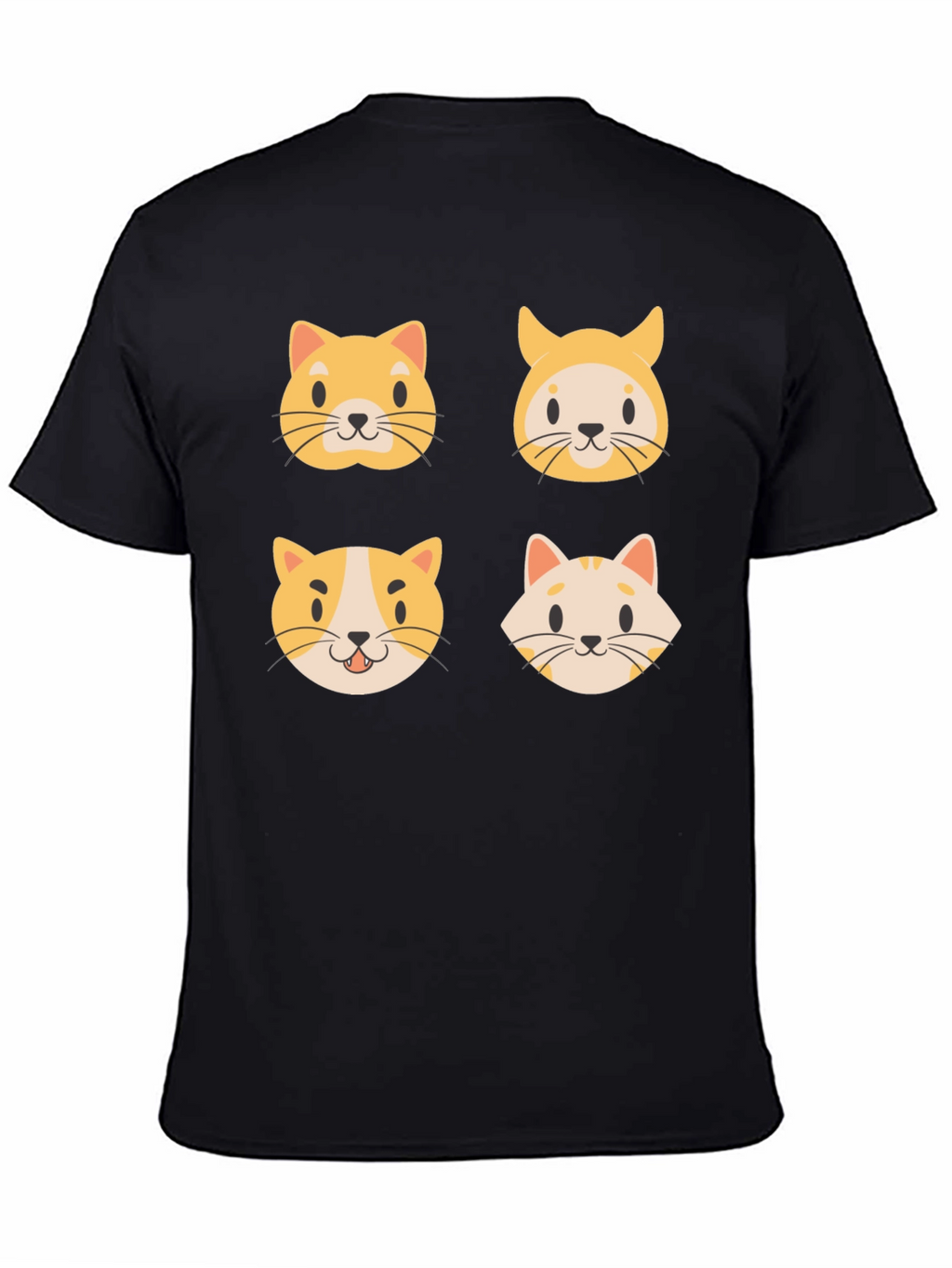 Cute Cat Faces Black T-Shirt