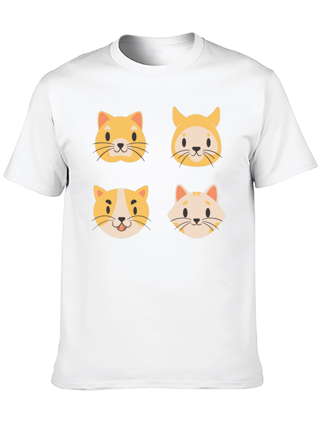 Cute Cat Faces Black T-Shirt