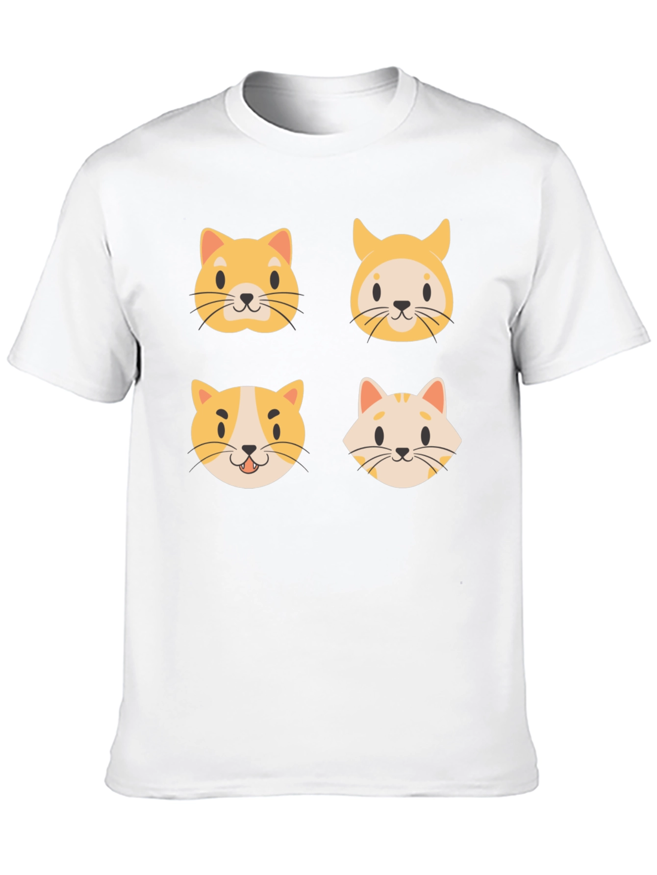 Cute Cat Faces Black T-Shirt