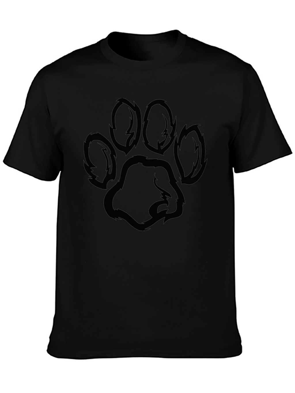 Black T-Shirt with Paw Print Design
