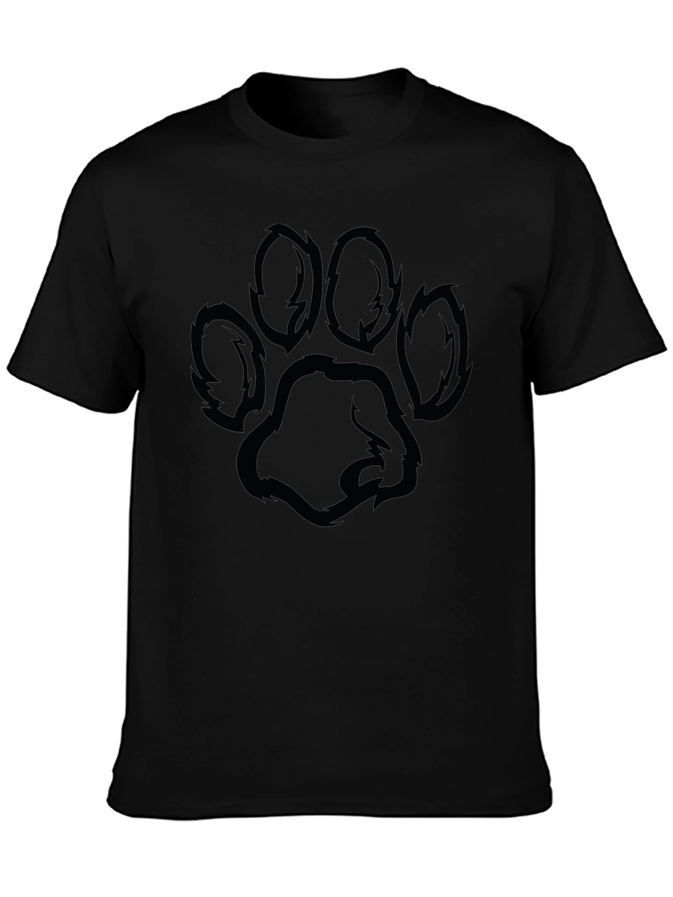 Black T-Shirt with Paw Print Design