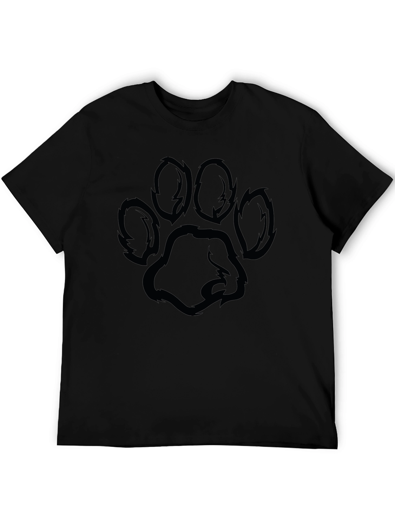 Black T-Shirt with Paw Print Design