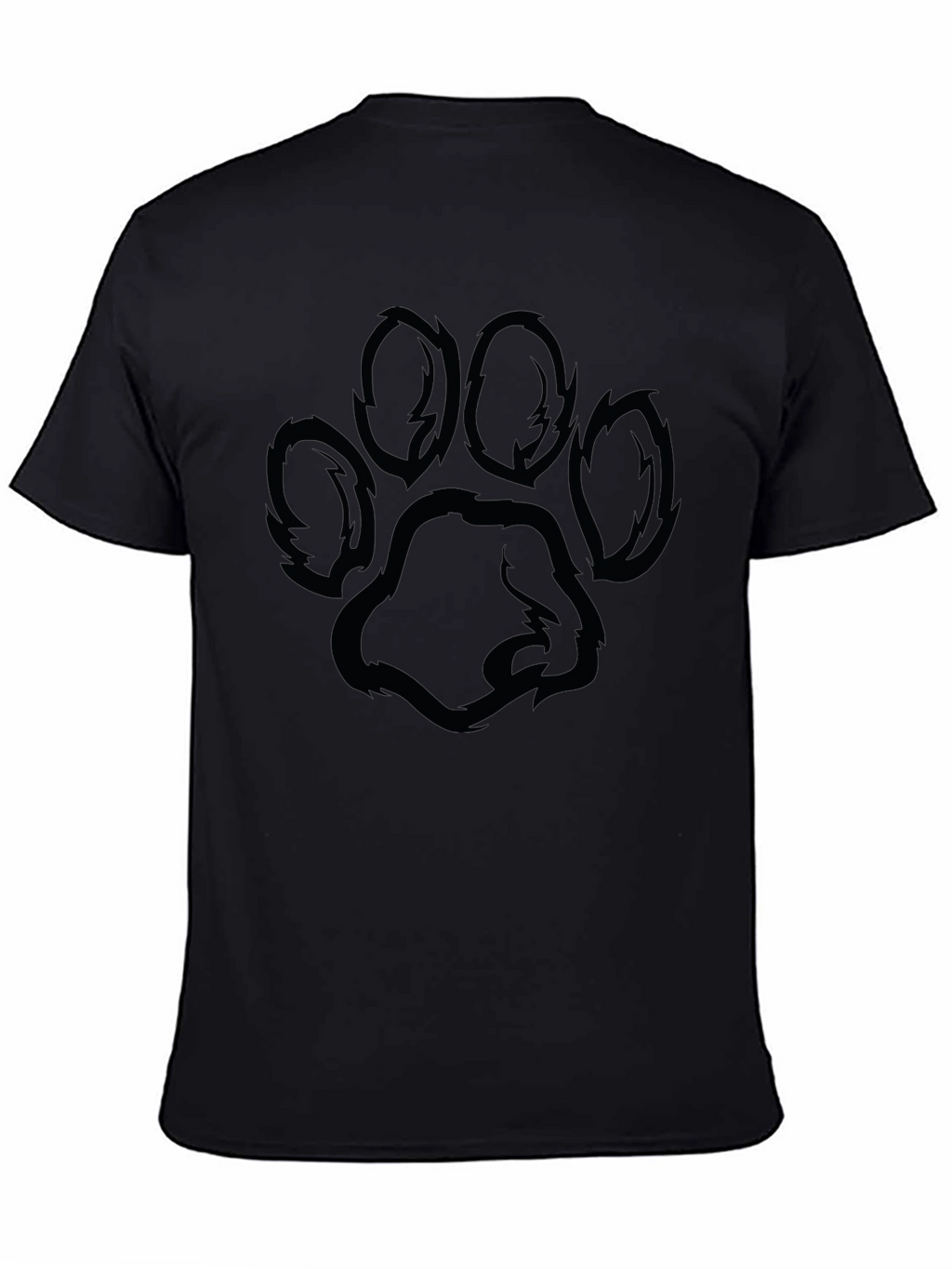Black T-Shirt with Paw Print Design