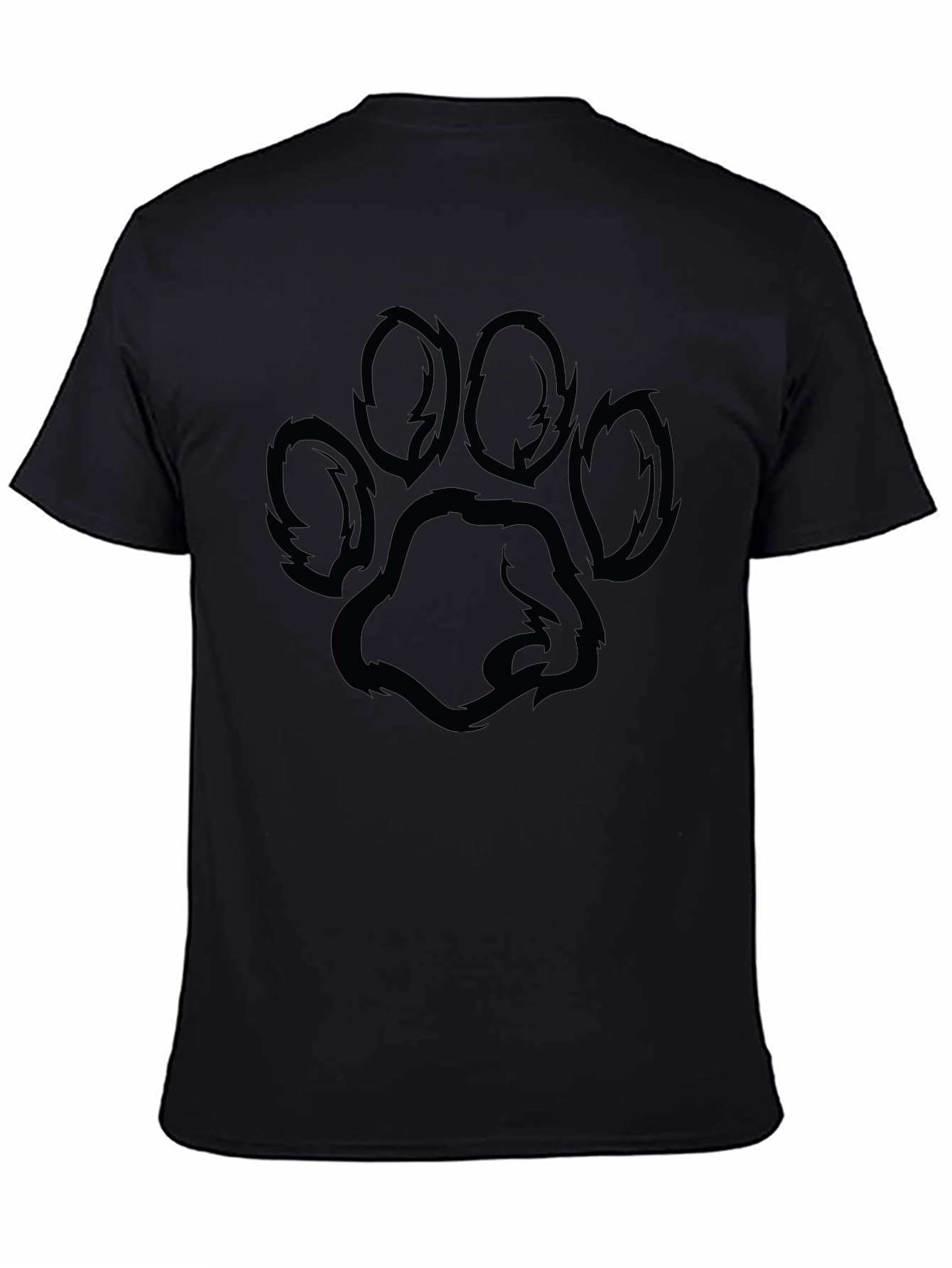 Black T-Shirt with Paw Print Design
