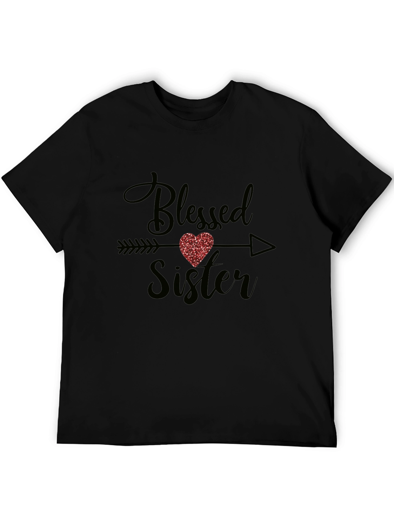 Blessed Sister Arrow Heart Graphic Tee - Black