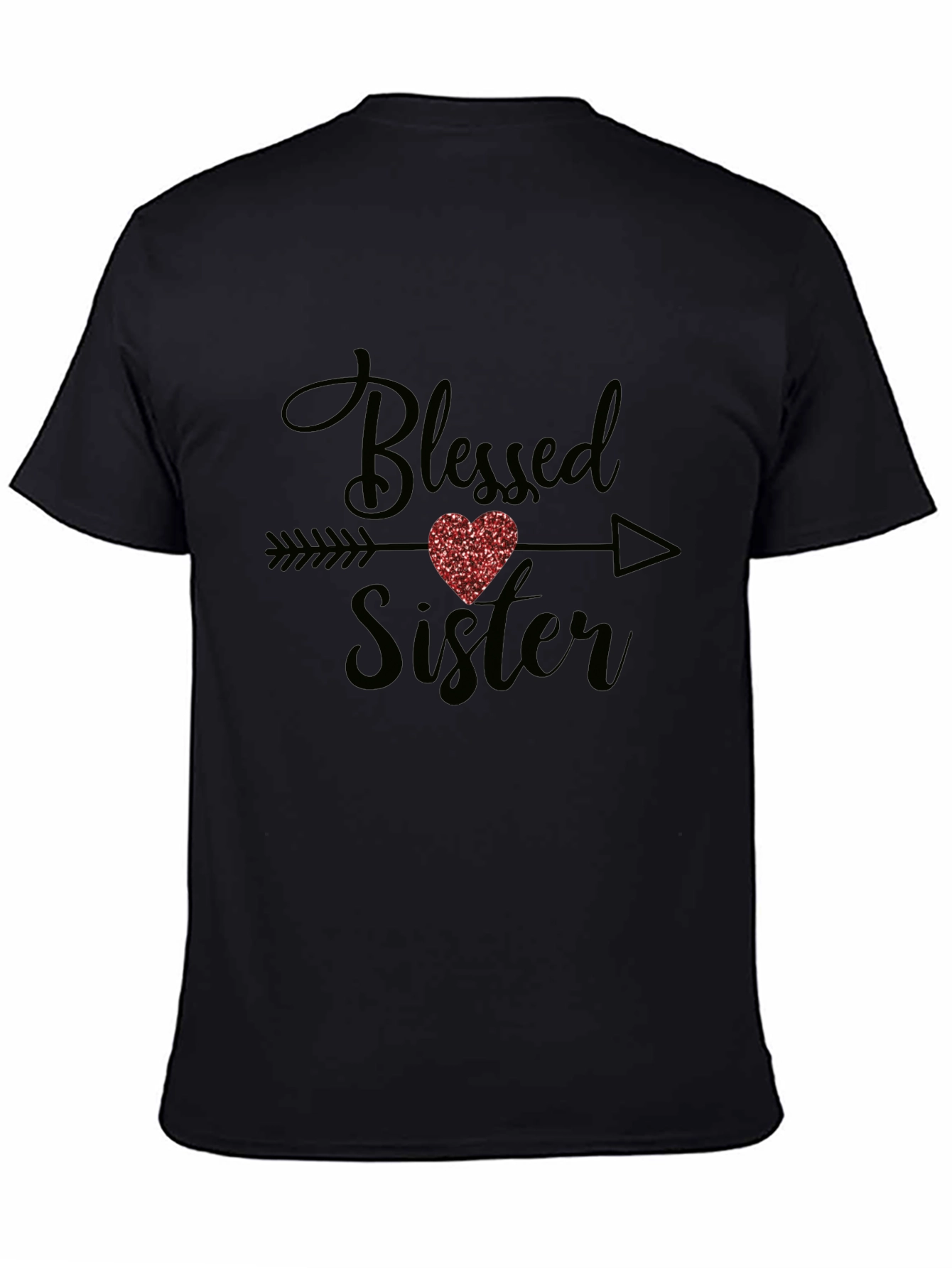 Blessed Sister Arrow Heart Graphic Tee - Black