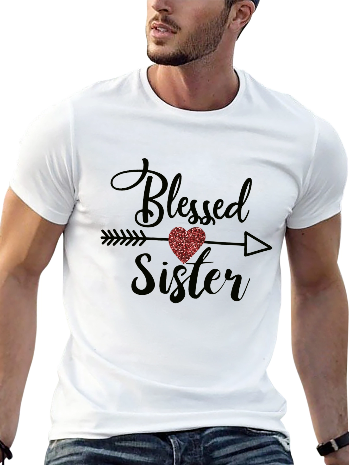 Blessed Sister Arrow Heart Graphic Tee - Black