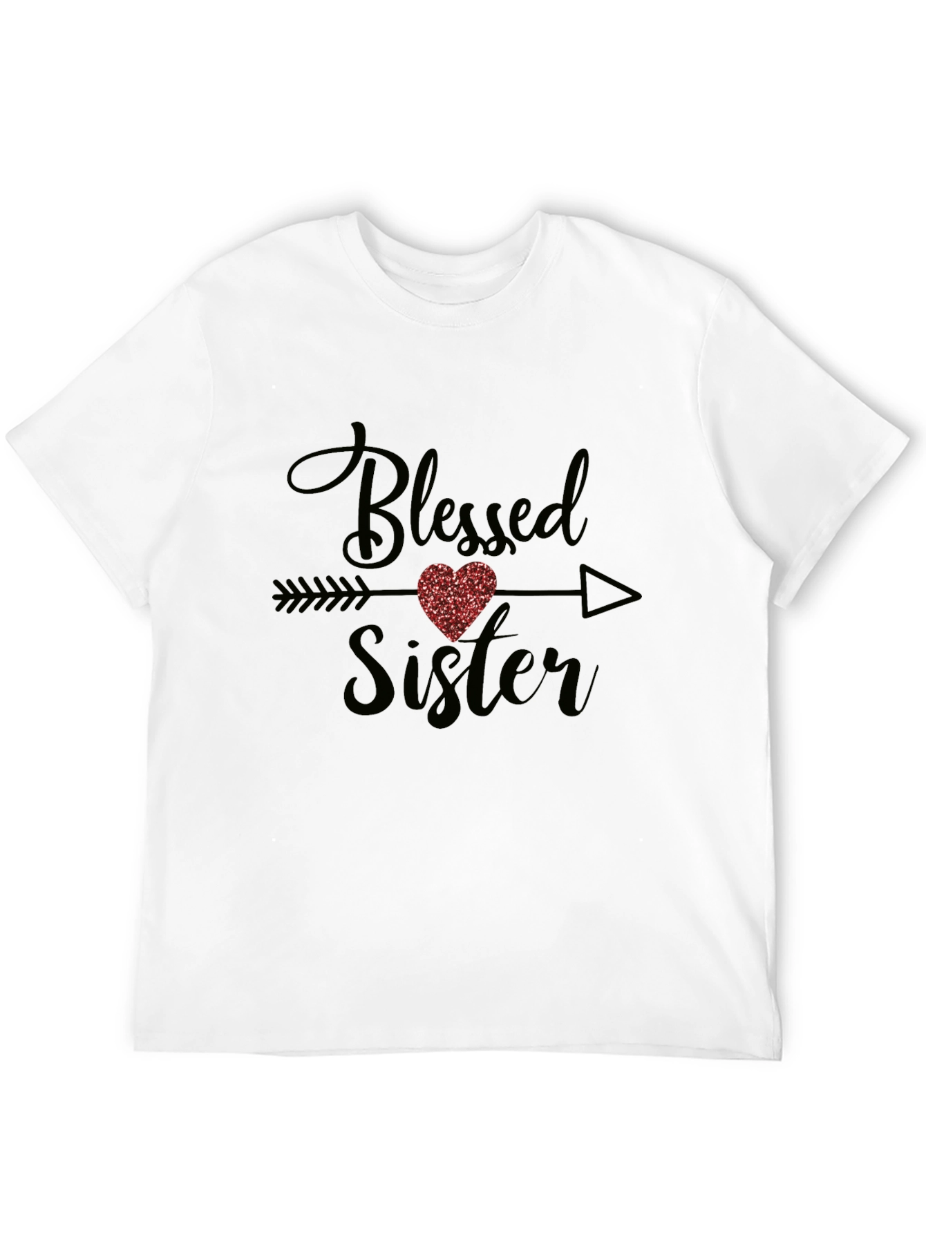 Blessed Sister Arrow Heart Graphic Tee - Black