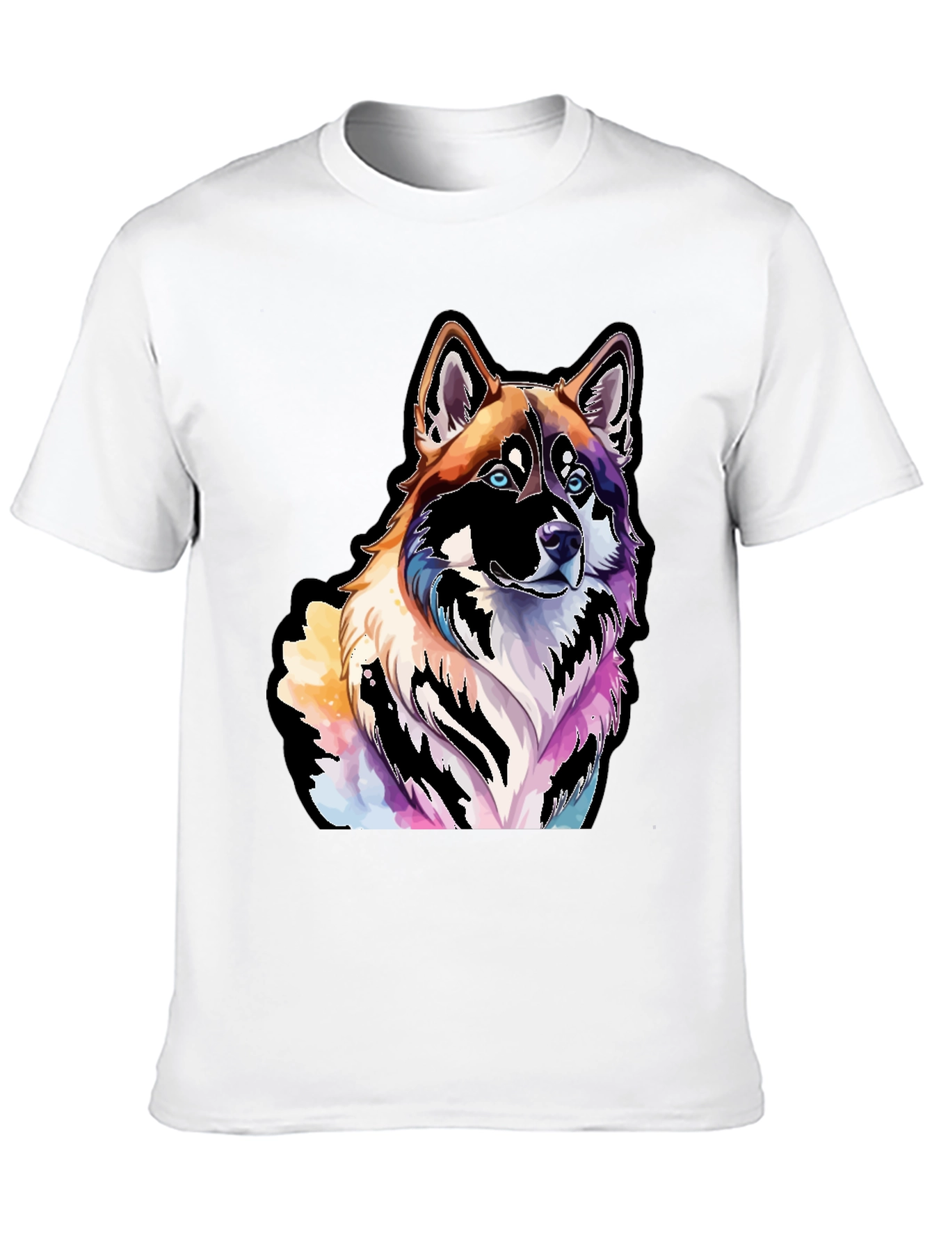 Colorful Dog Graphic Black T-Shirt