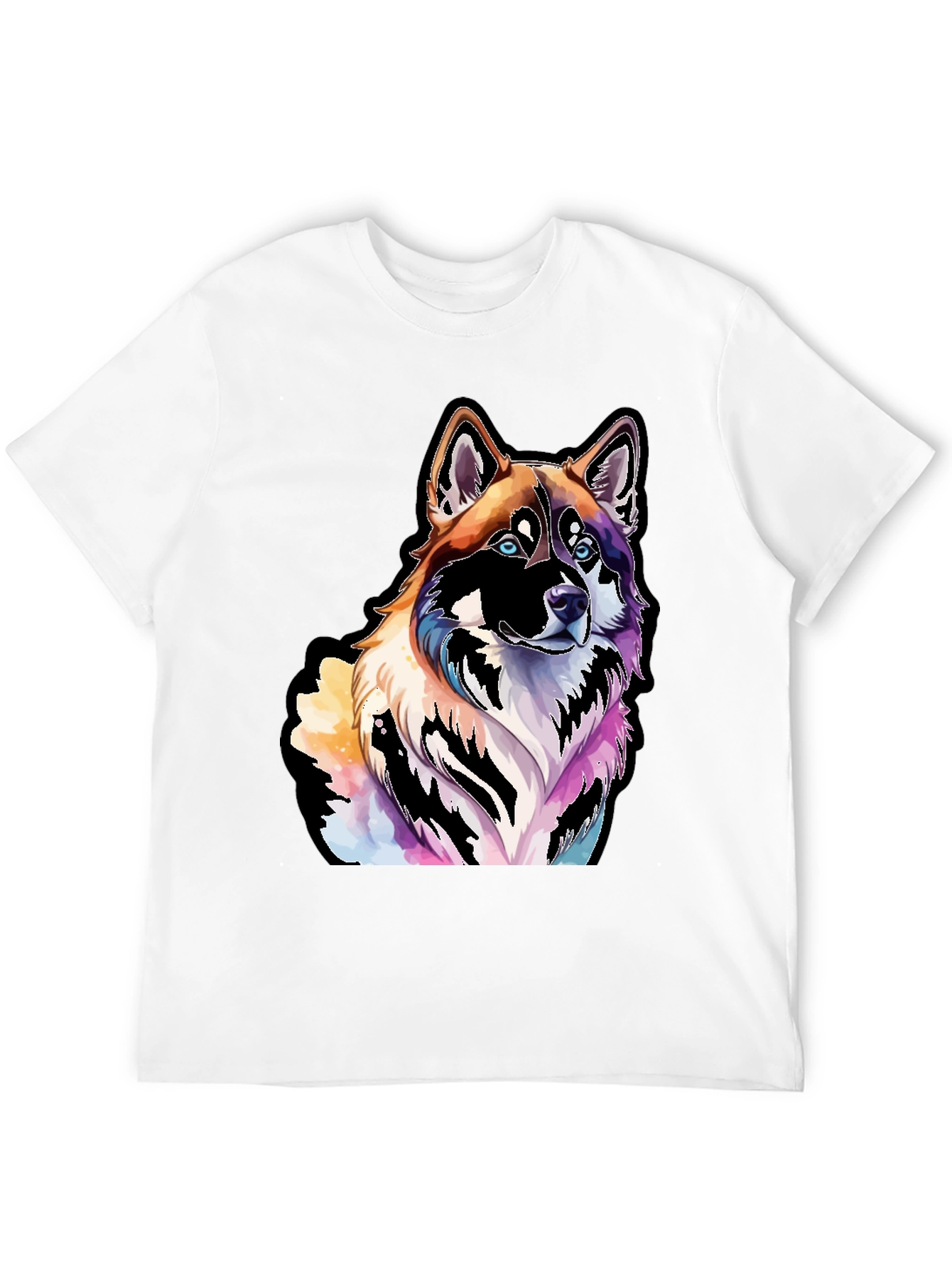 Colorful Dog Graphic Black T-Shirt