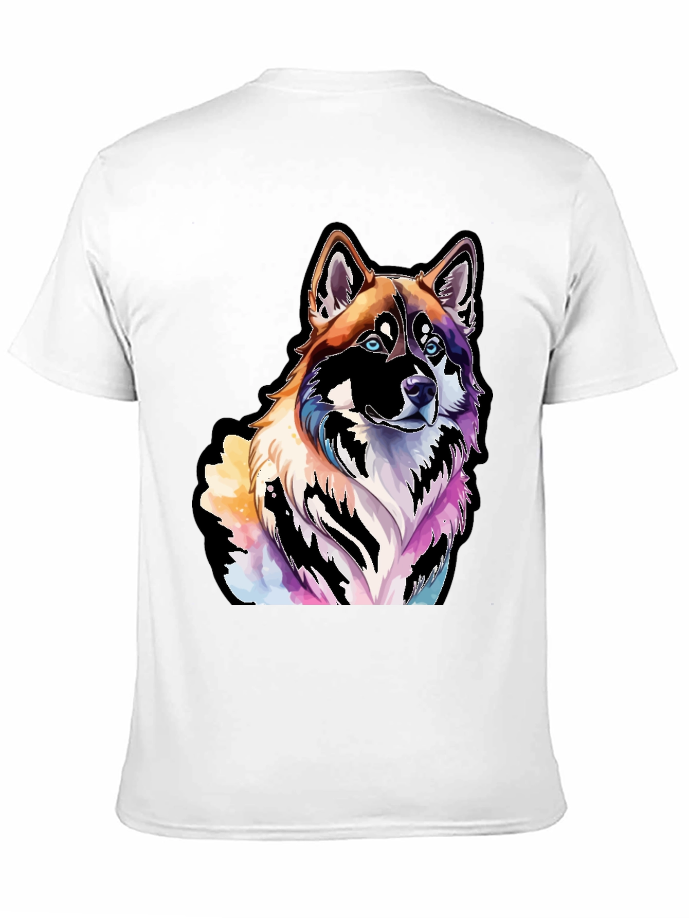 Colorful Dog Graphic Black T-Shirt