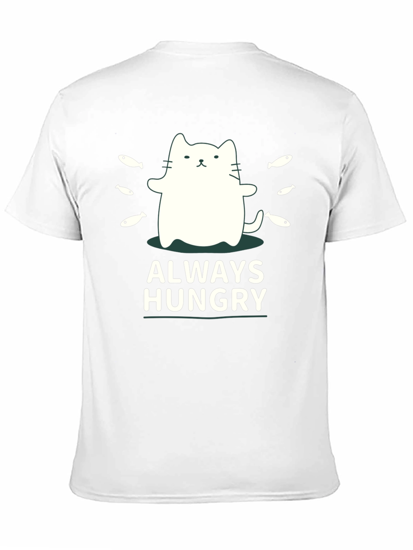 Always Hungry Cat T-Shirt - Black Cute Design