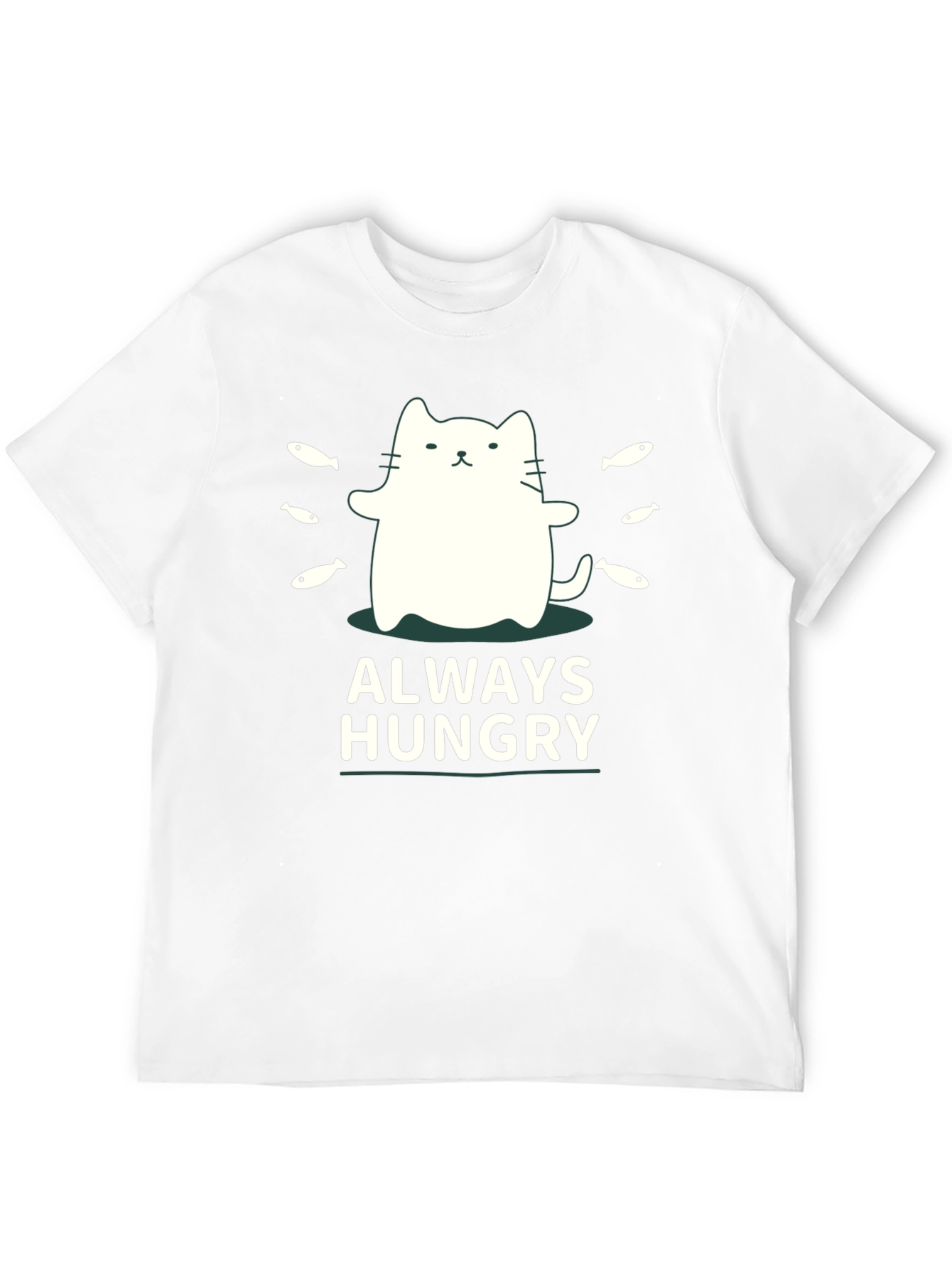 Always Hungry Cat T-Shirt - Black Cute Design