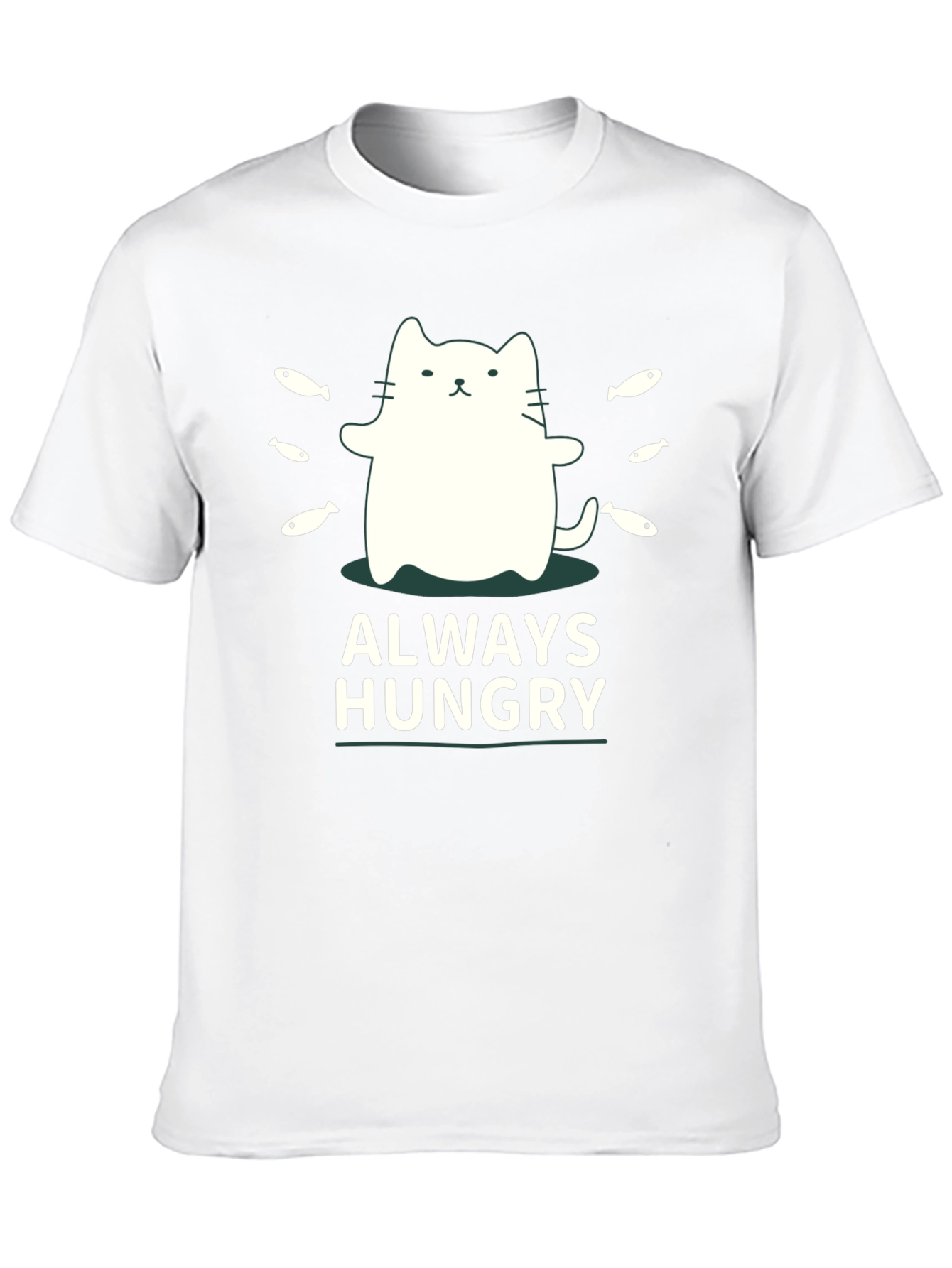 Always Hungry Cat T-Shirt - Black Cute Design
