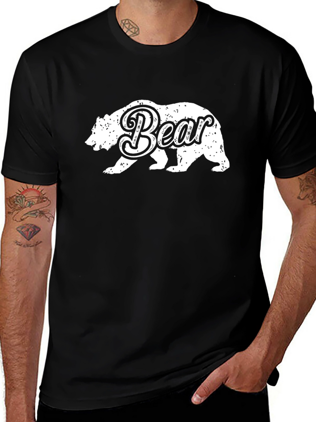 Bear Graphic T-Shirt - Distressed Design