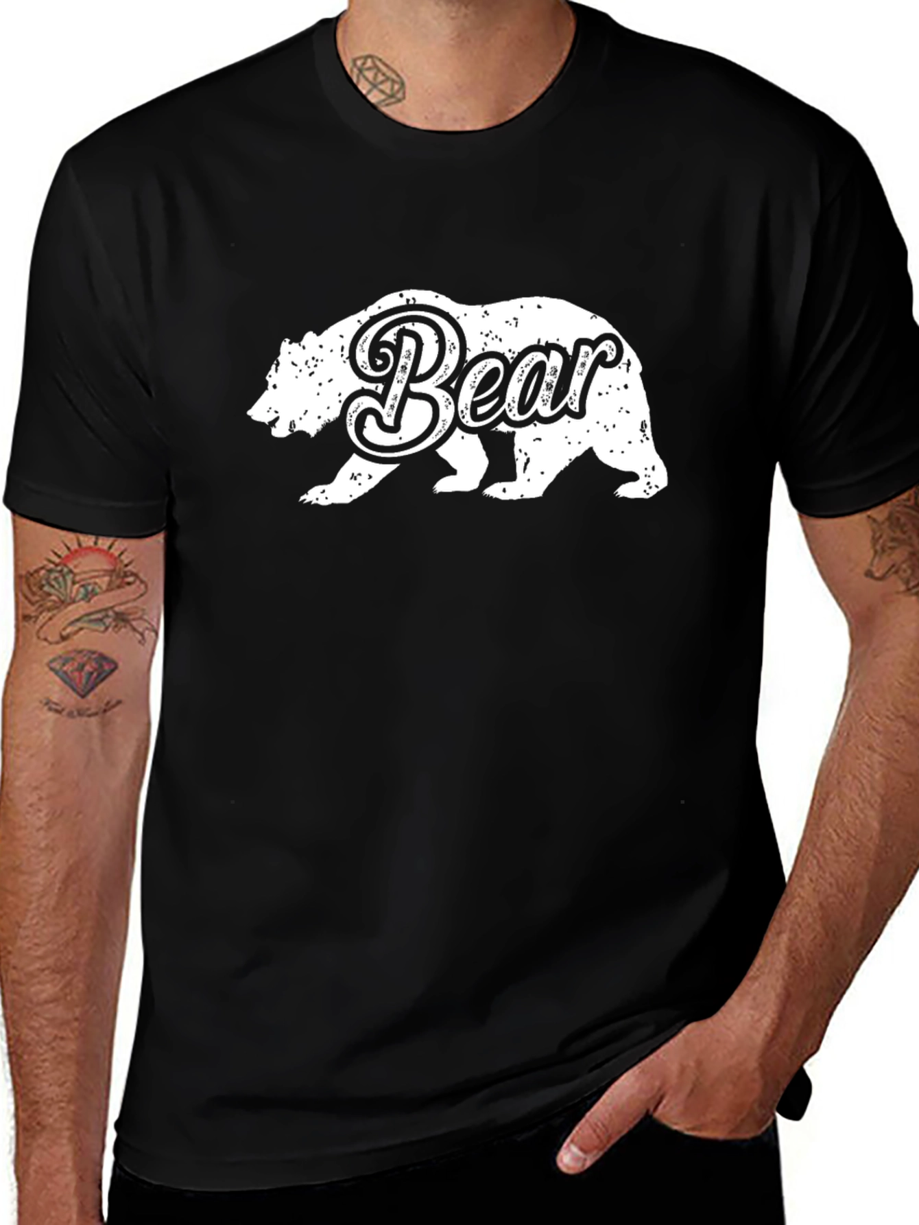 Bear Graphic T-Shirt - Distressed Design
