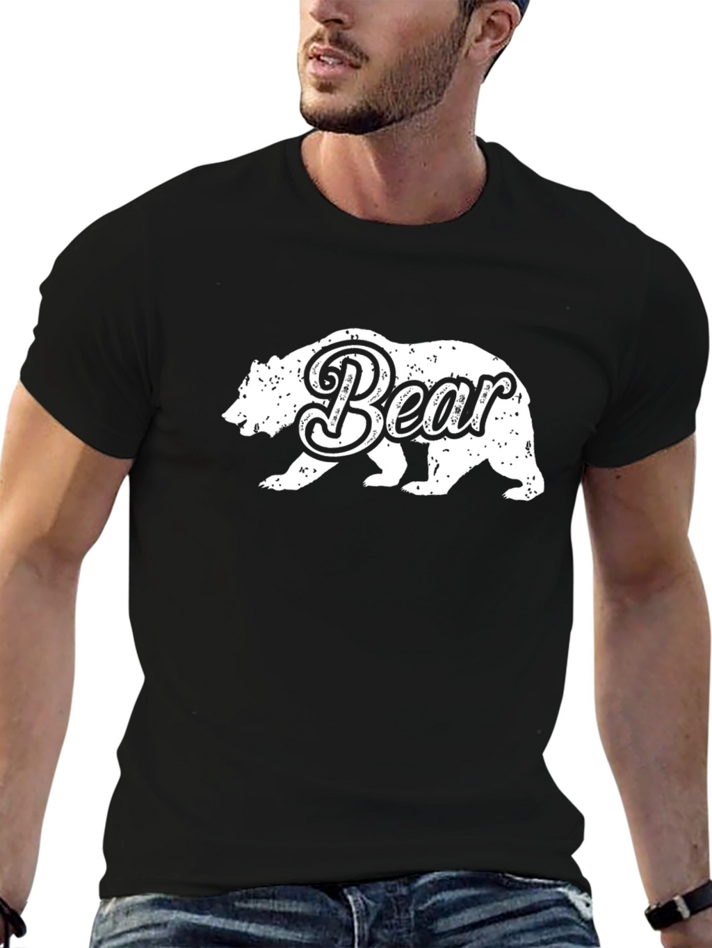 Bear Graphic T-Shirt - Distressed Design