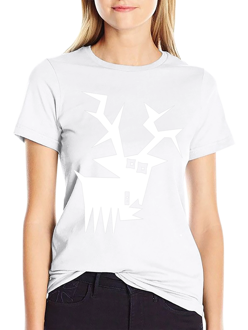 Abstract Reindeer Graphic Tee - Black